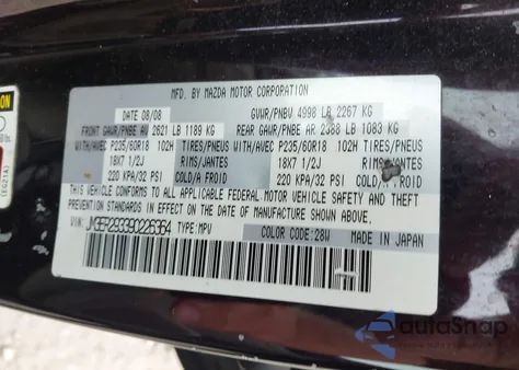 2009 Mazda Cx-7 Sport from USA, damaged, VIN JM3ER293390226364